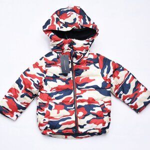 TOMMY HILFIGER Camo Puffer Jacket Toddler Size 3 T Removable Hood NWTS